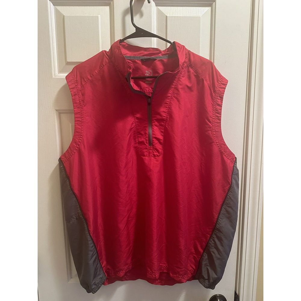Zero Restriction Windbreaker Vest Mens XL Red 1/4 Zip Tour Series Golf